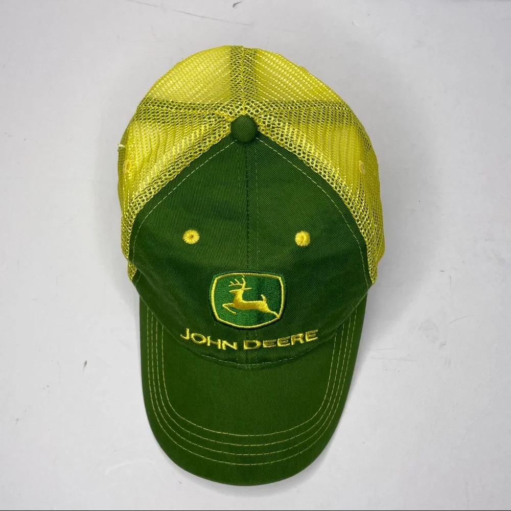 John Deere K-Products Baseball Hat Embroidered Green yellow Adjustable Mesh Back